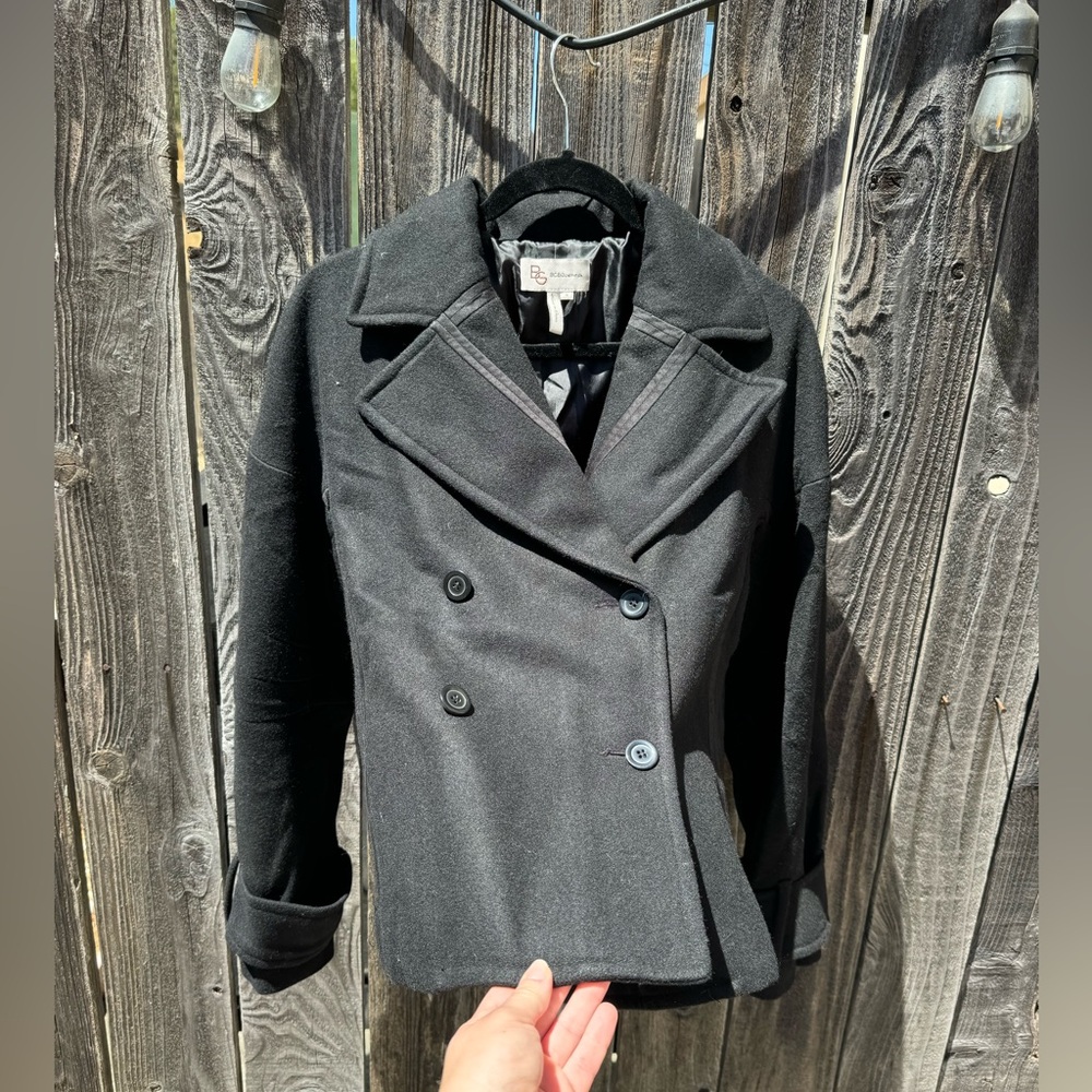 Bcbgeneration Black Double Breasted Wool Coat Wai… - image 3